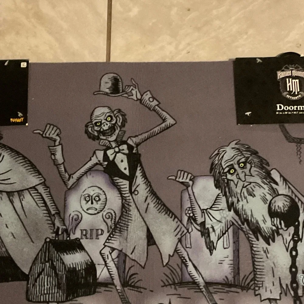 Disney Haunted Mansion Welcome Foolish Mortals doormat Halloween decor NWT